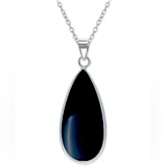 Giani Bernini Onyx Teardrop Pendant Necklace in Sterling Silver - Picture 1 of 3
